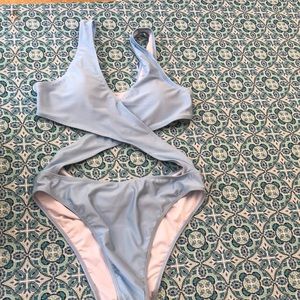 Cupshe Blue Criss Cross One Piece